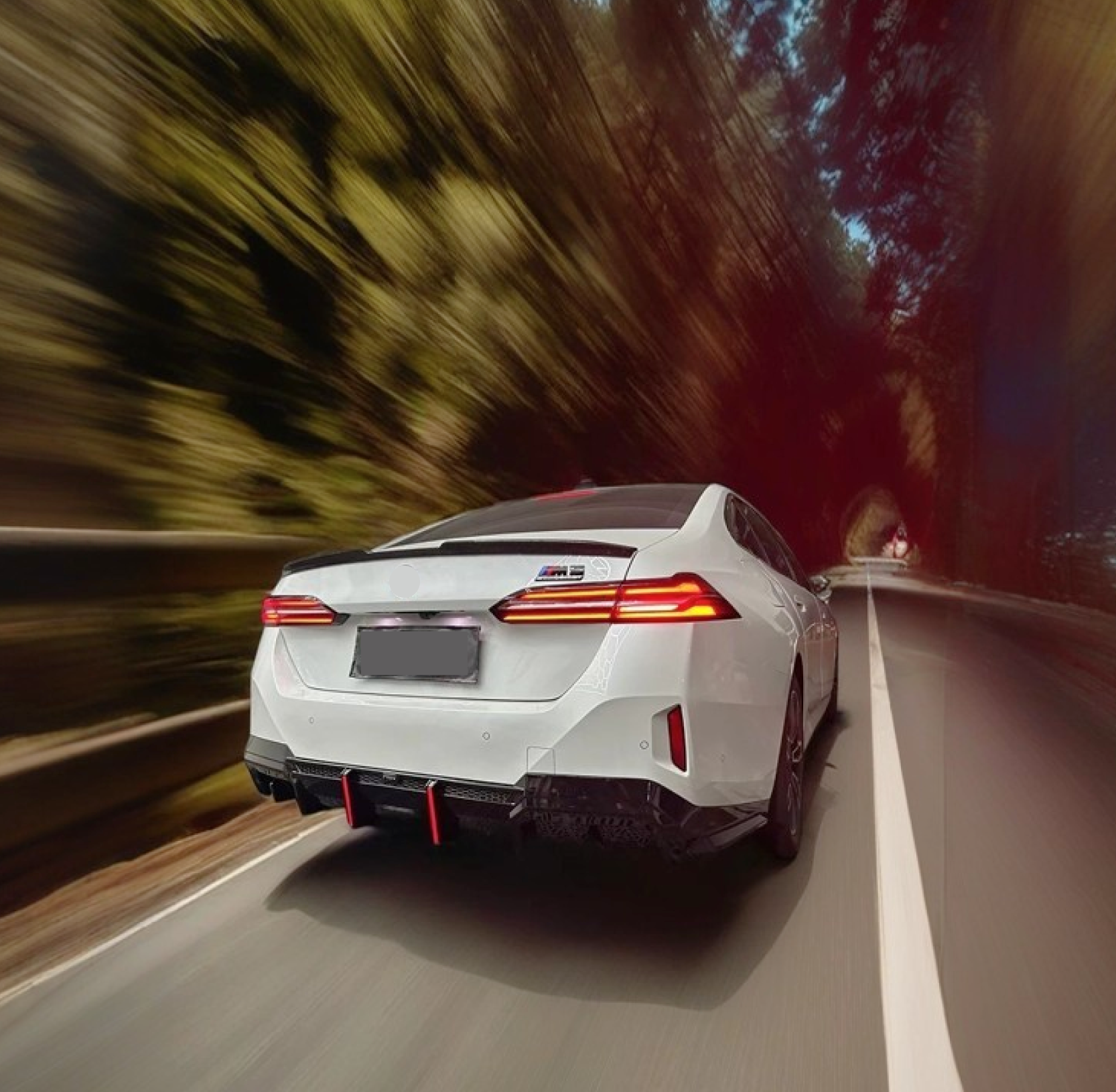 Gloss black V style rear spoiler wing for BMW 540i Sedan 2024-2025 by NexaNovo.