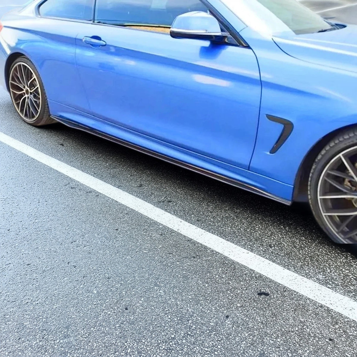 gloss black side skirts with rocker panel and bottom lip for BMW 420i and 428i F32 F33 F36 2014-2020 NexaNovo