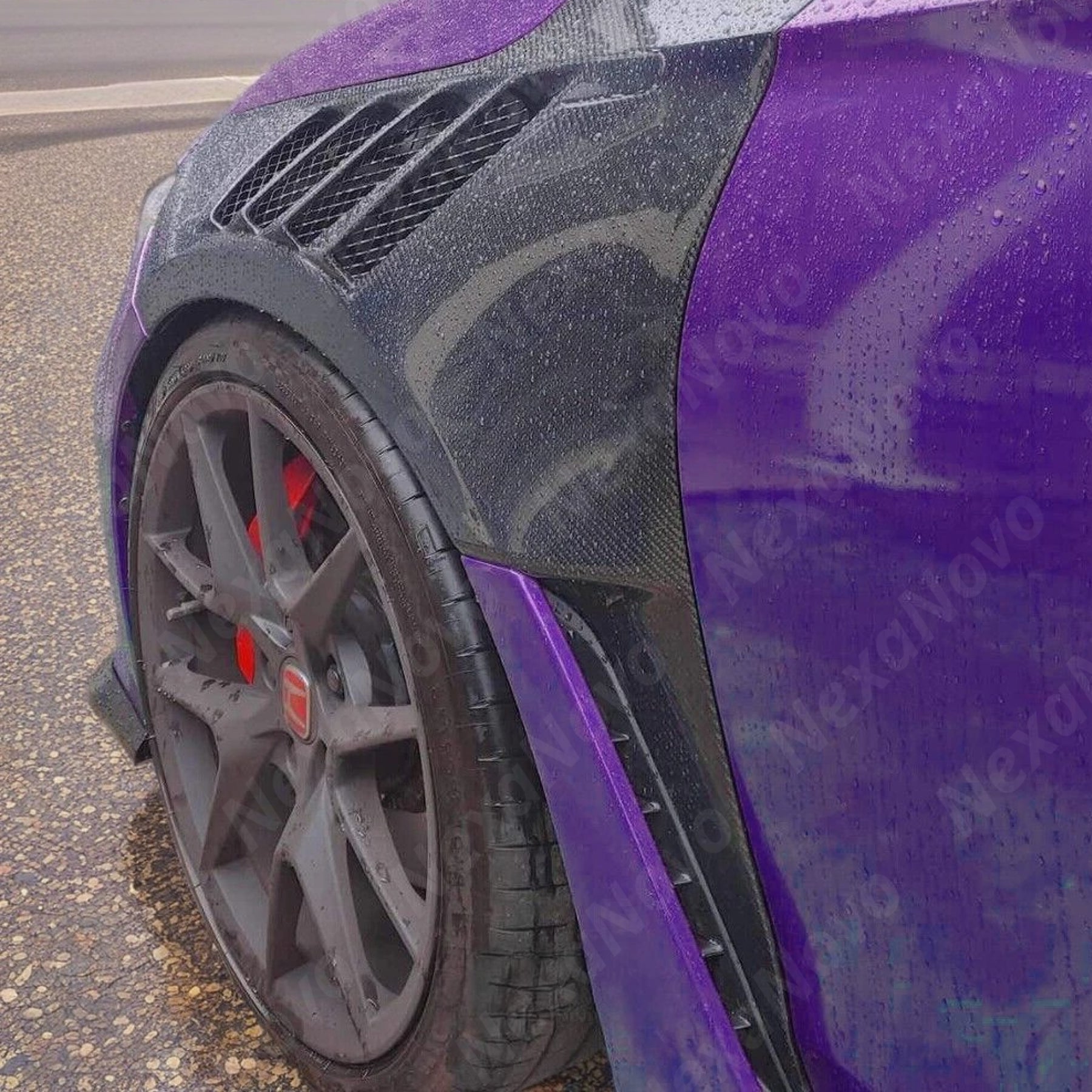 Wide carbon fiber fenders for Honda Civic Type R Hatchback 4-Door 2023 by NexaNovo