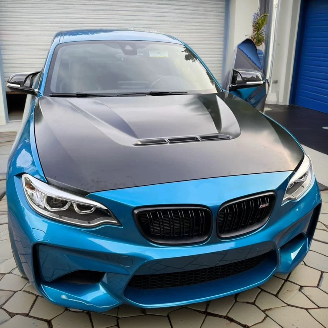 High-performance carbon fiber hood for 2019 BMW M2 Competition by NexaNovo
