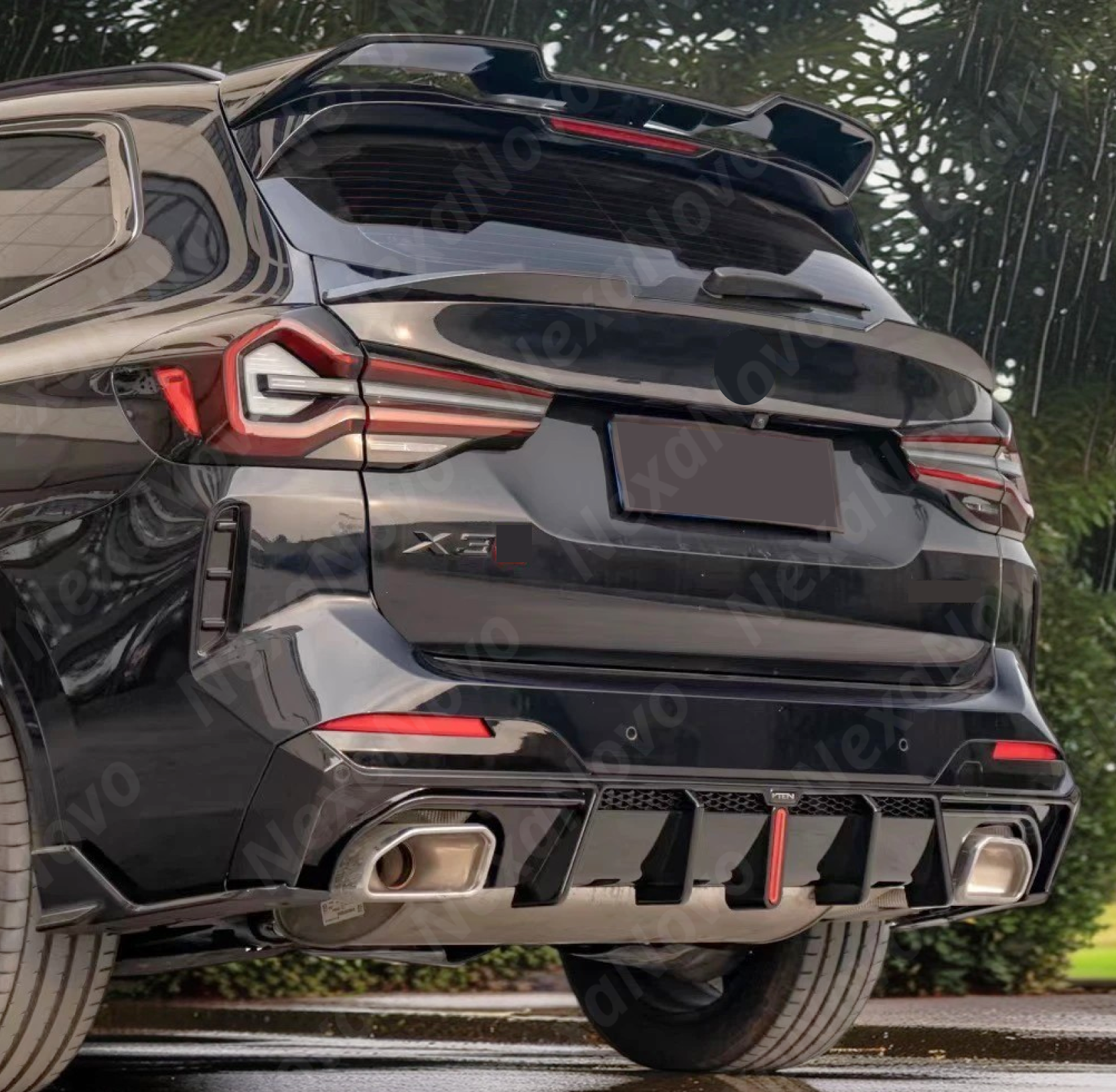 Gloss black rear roof spoiler wing for BMW X3 G01 LCI M Sport 2022-2024 by NexaNovo.