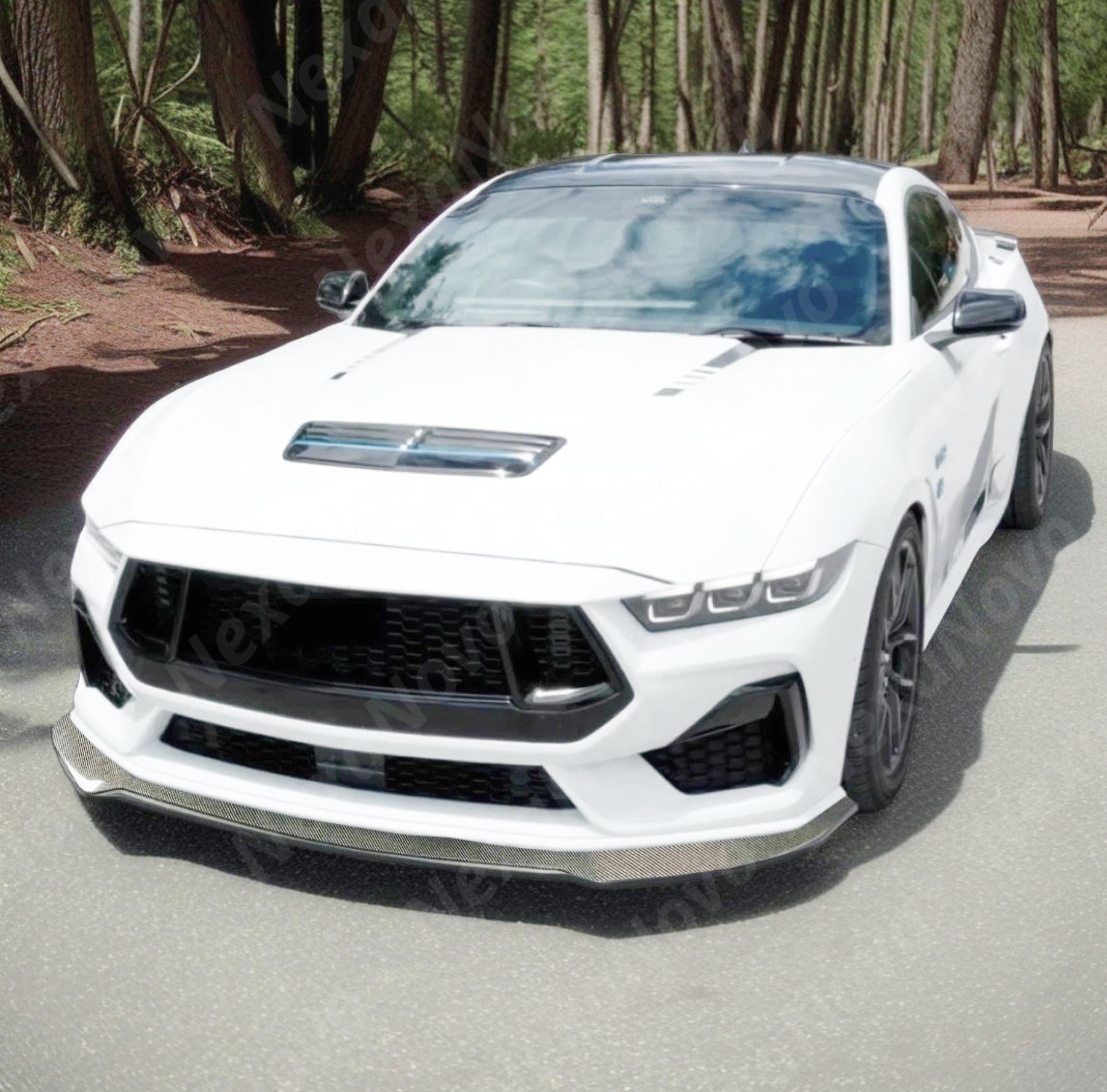 Sleek Real Carbon Fiber Front Lip Spoiler for 2024 Ford Mustang by NexaNovo