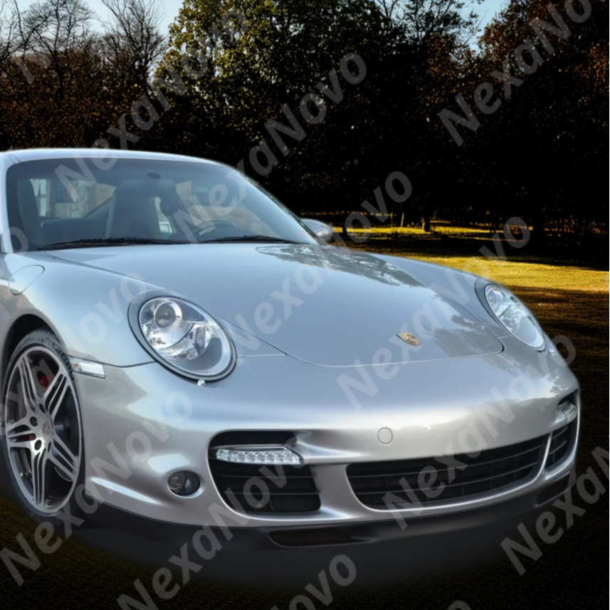 Sleek NexaNovo front bumper lower lip spoiler installed on a Porsche 911 997 Turbo