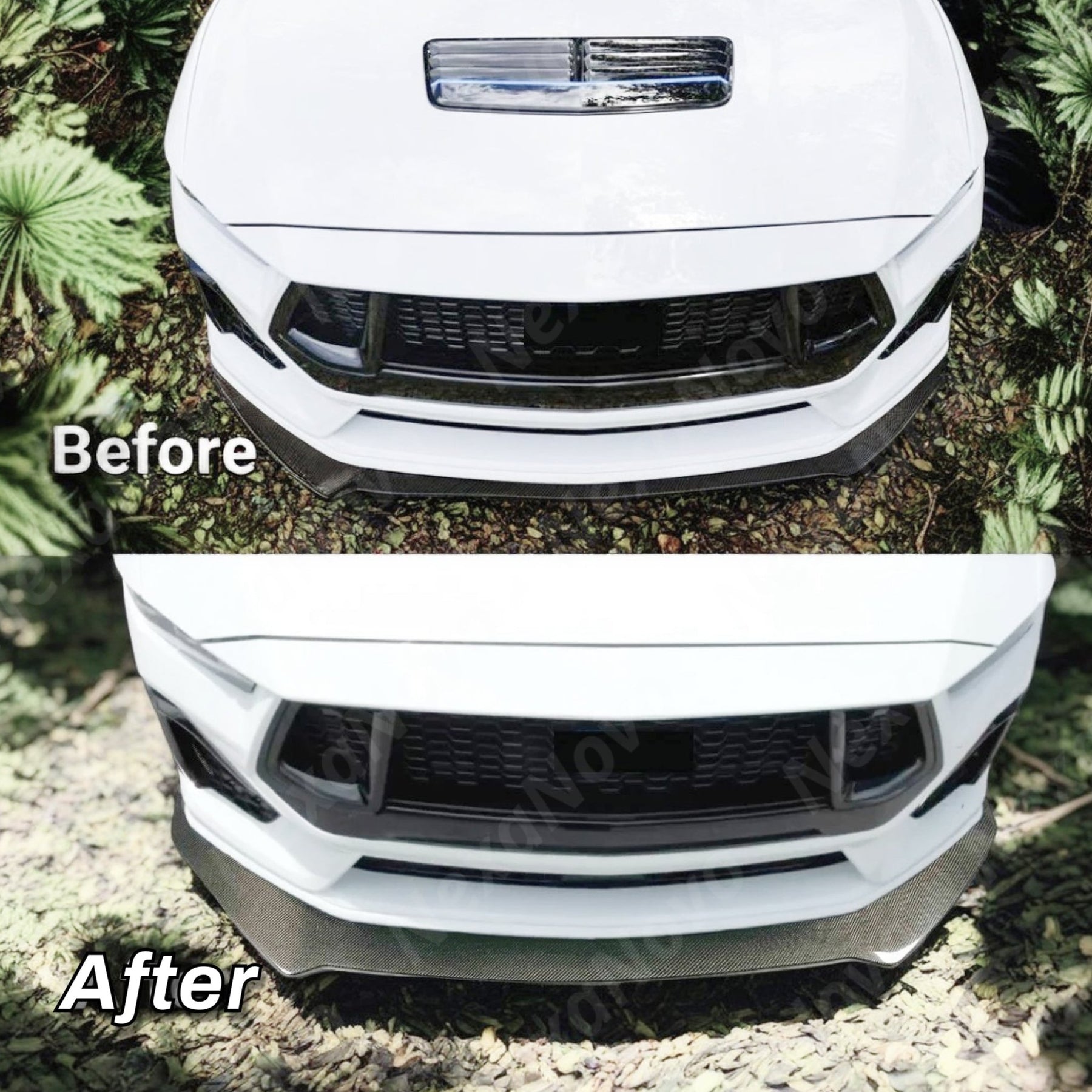 2024 Ford Mustang Real Carbon Fiber Lower Front Lip Spoiler by NexaNovo