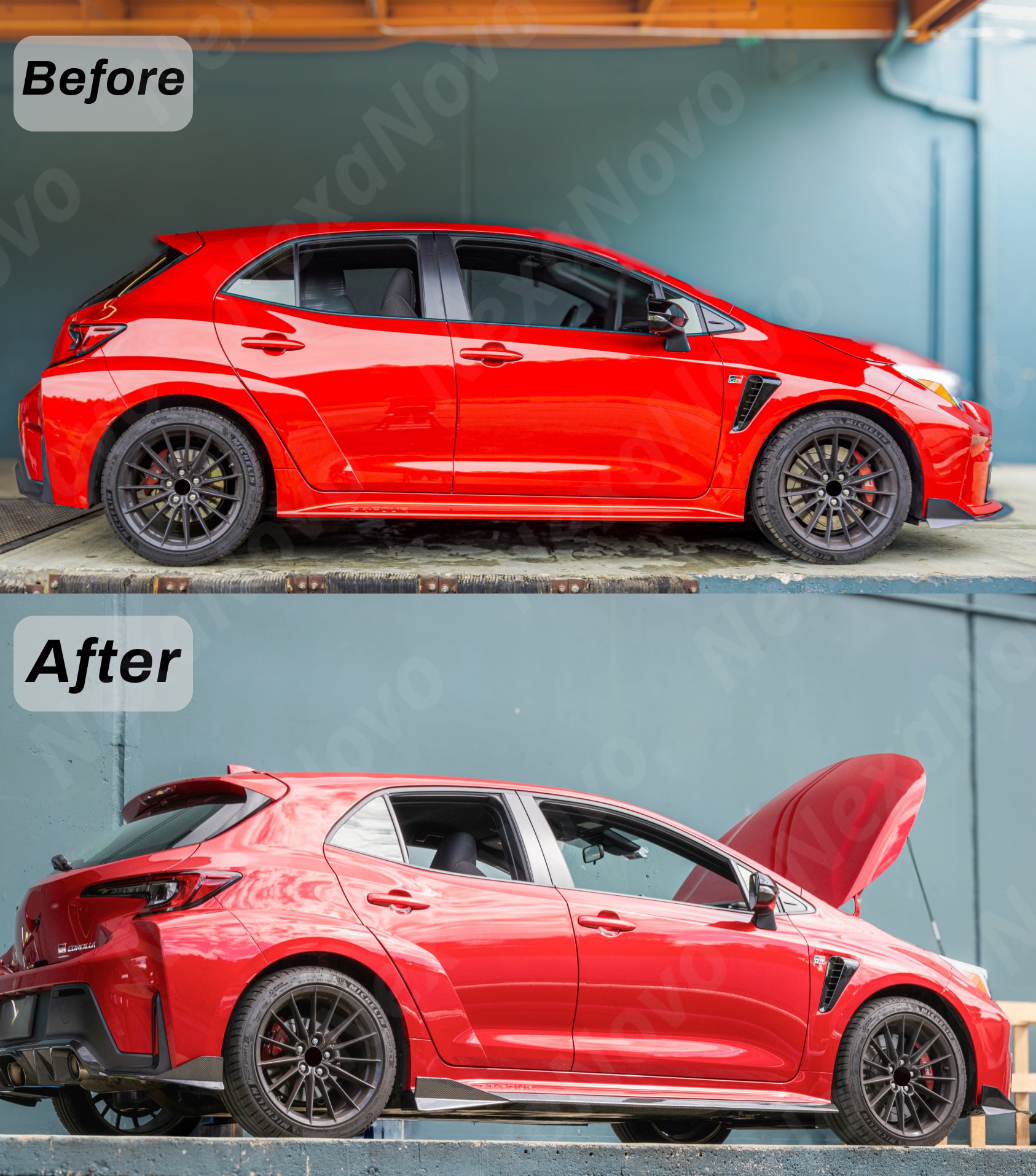 NexaNovo 2026 GR Corolla carbon fiber front lip side skirts