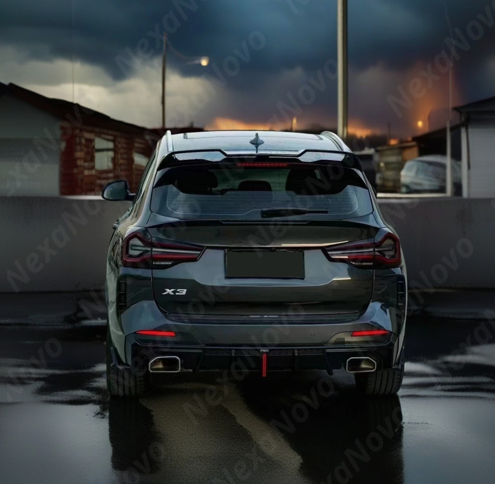 NexaNovo gloss black rear mid spoiler for BMW X3 G01 LCI 2022-2024.