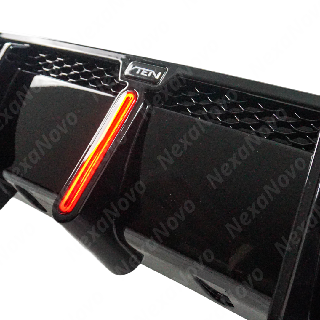 Gloss black rear diffuser with integrated barking light for BMW G42 2022-2025