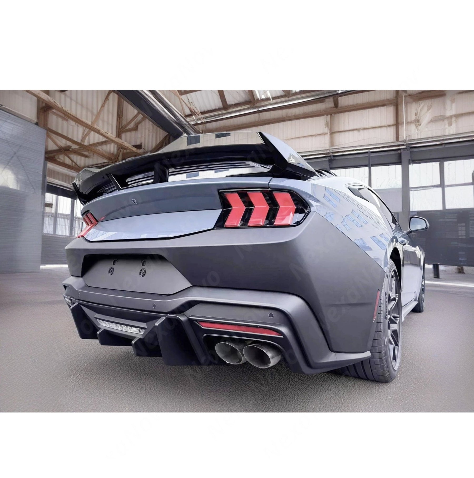 Stylish Dark Horse Style Front Bumper Cover with Rear Diffuser for Mustang GT Coupe 2024. NexaNovo.