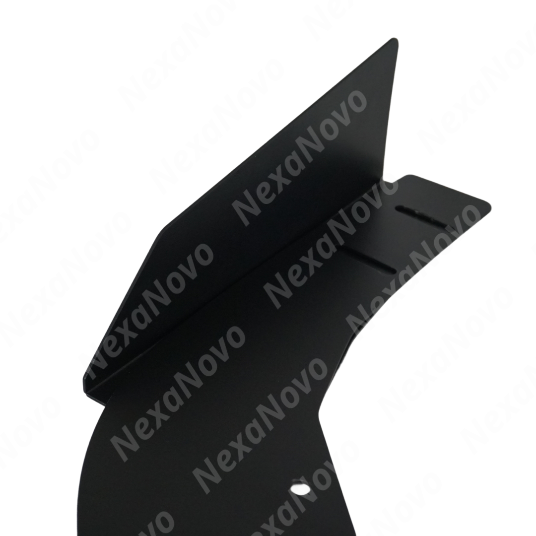 NexaNovo aluminum front lip kit integrated on a black Subaru WRX VB
