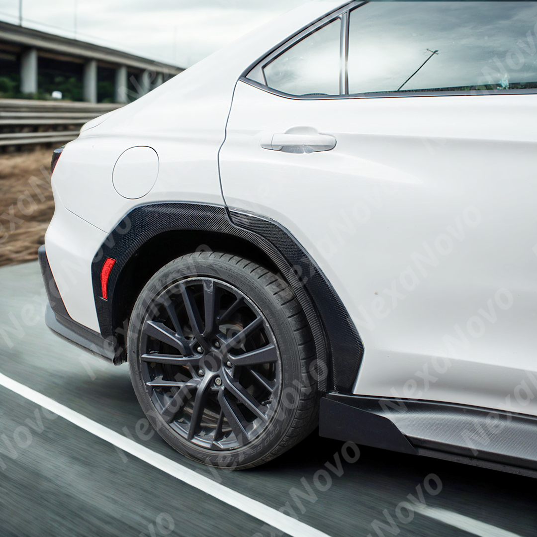 2024 Subaru WRX VB in motion with new NexaNovo carbon fiber wheel trims