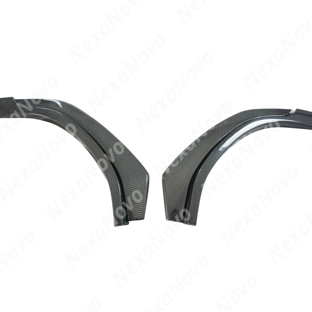 NexaNovo real carbon fiber wide body flares on a white Subaru WRX VB