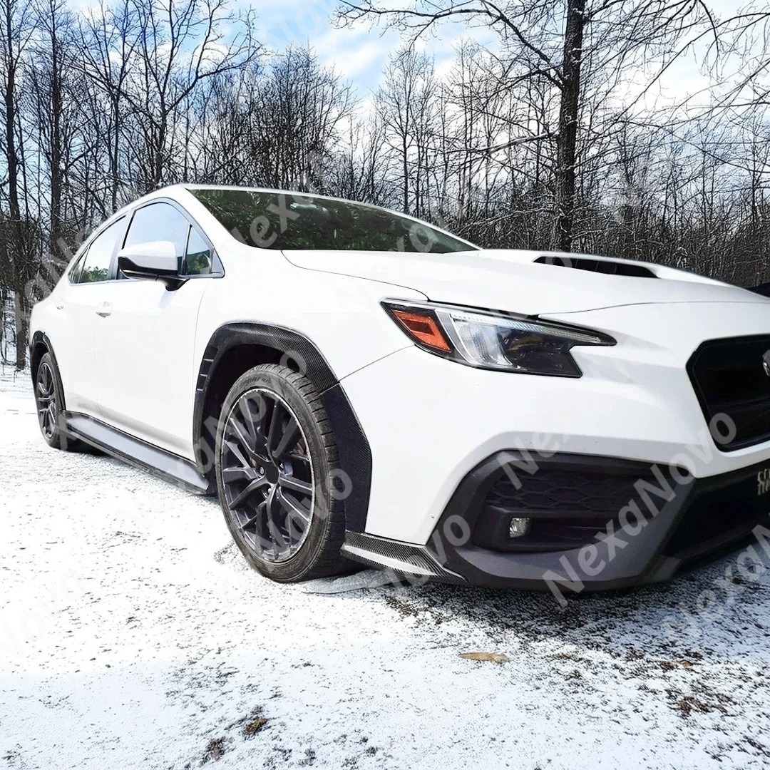 Close-up of the carbon fiber weave and glossy finish of the NexaNovo front flares