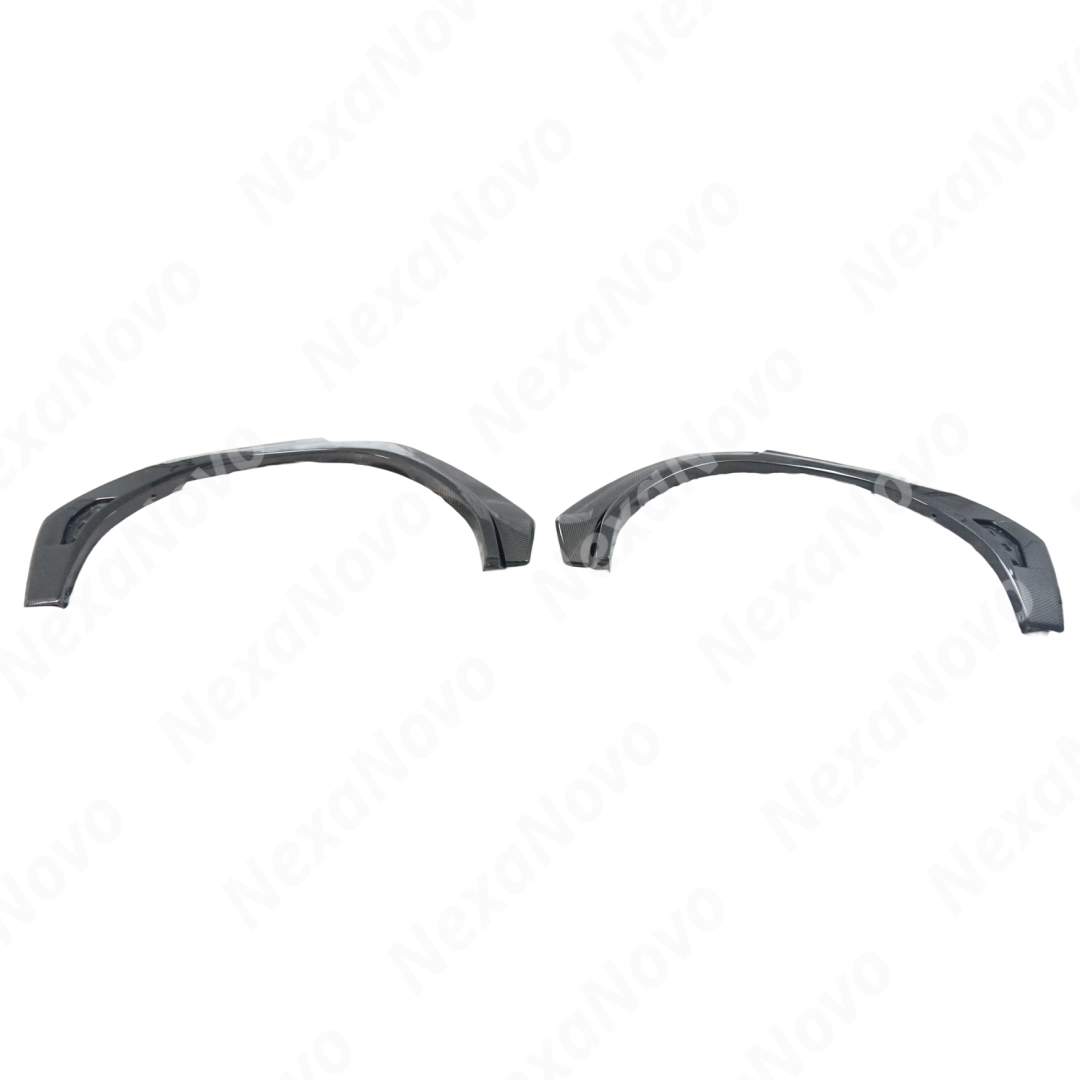 Uninstalled NexaNovo real carbon fiber wide body fender flares kit set, top view