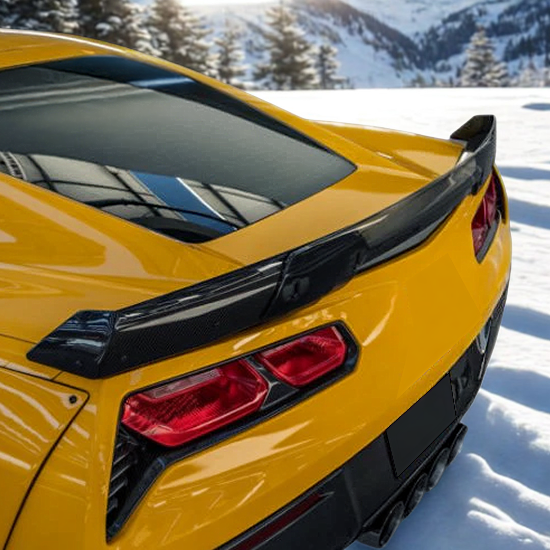 Performance styling: carbon fiber print spoiler for C7