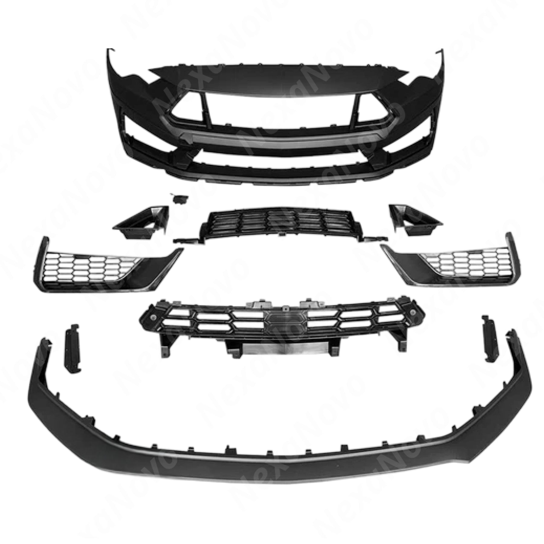 Dark Horse Style Front Bumper Cover Fascia Upper Lower Grilles Lip Body Kits For Ford Mustang (2018-2023) NexaNovo