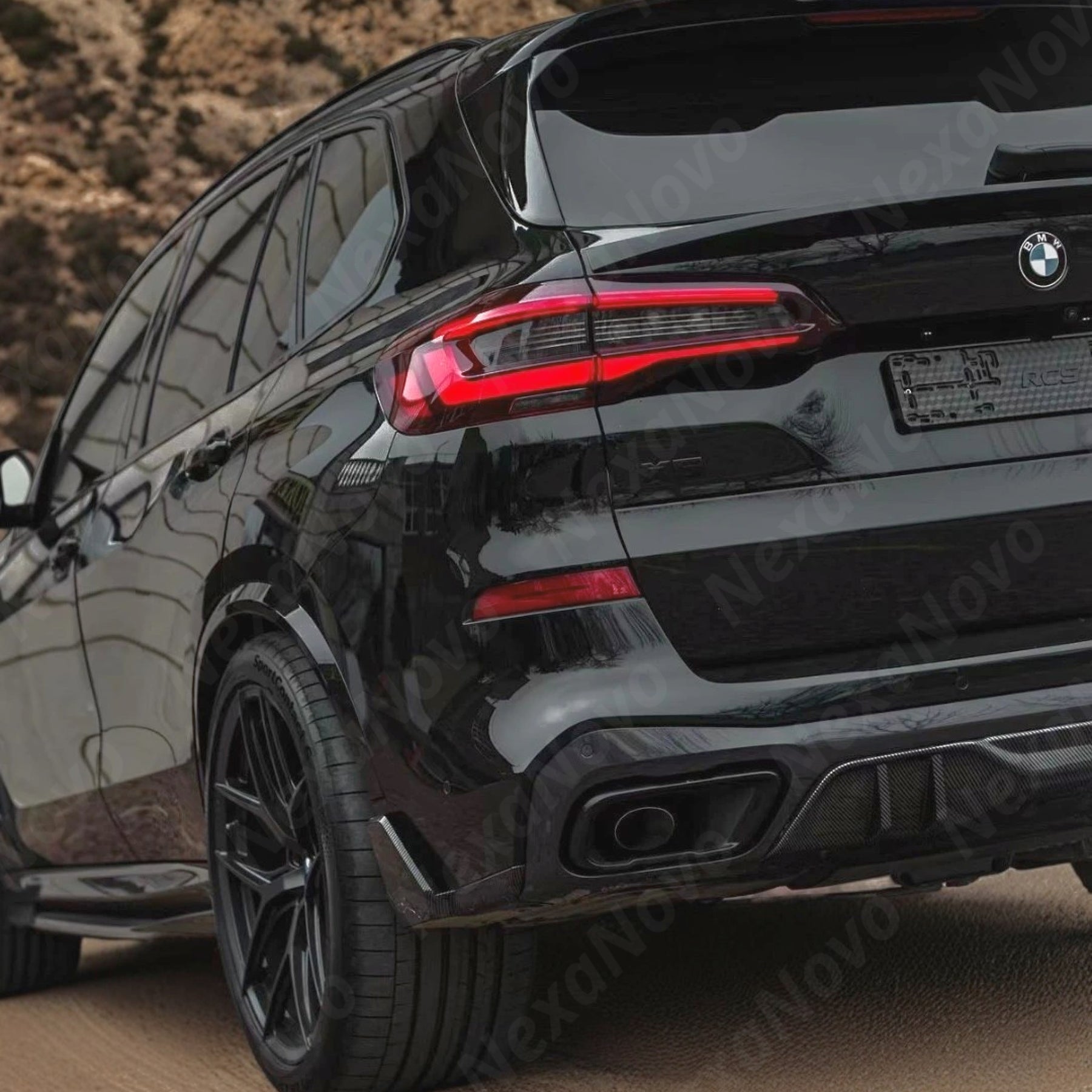Gloss Black Rear Diffuser + Side Splitters Body Kit for BMW X5 (2019-2025) NexaNovo