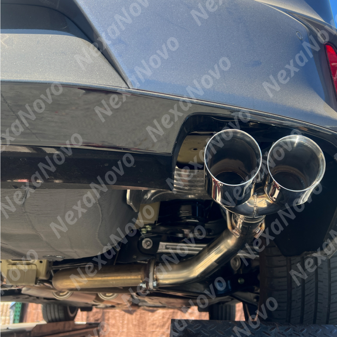 Precision fitment of NexaNovo quad tips axle back exhaust on 2023 Acura TLX