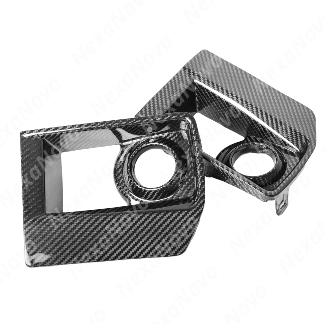 Detailed edge of the NexaNovo carbon fiber fog lamp cover