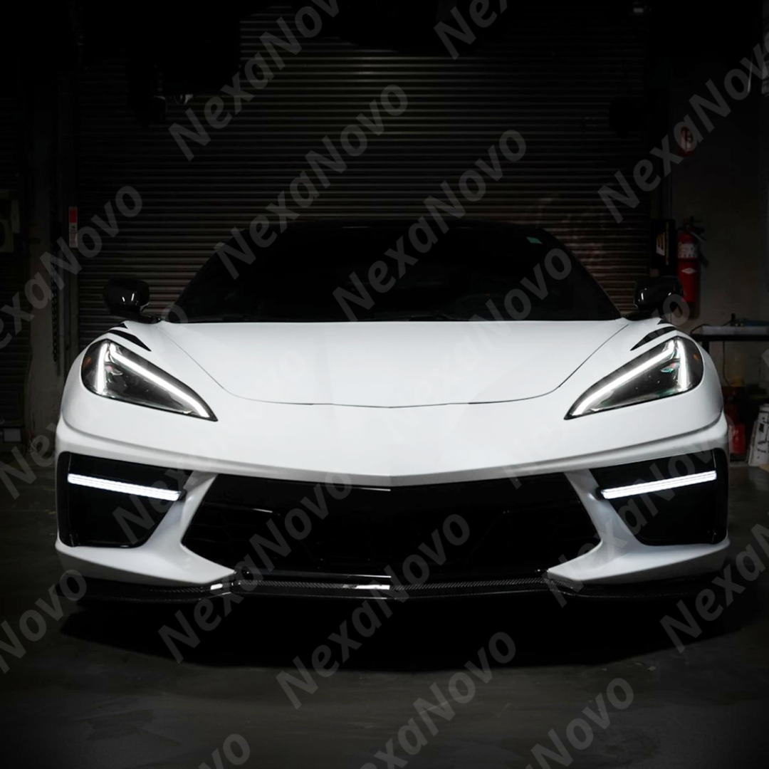 For Corvette C8 (2020-2026) Carbon Fiber/Carbon Flash Metallic Sequential LED Fog Light bar Lamp Kits NexaNovo
