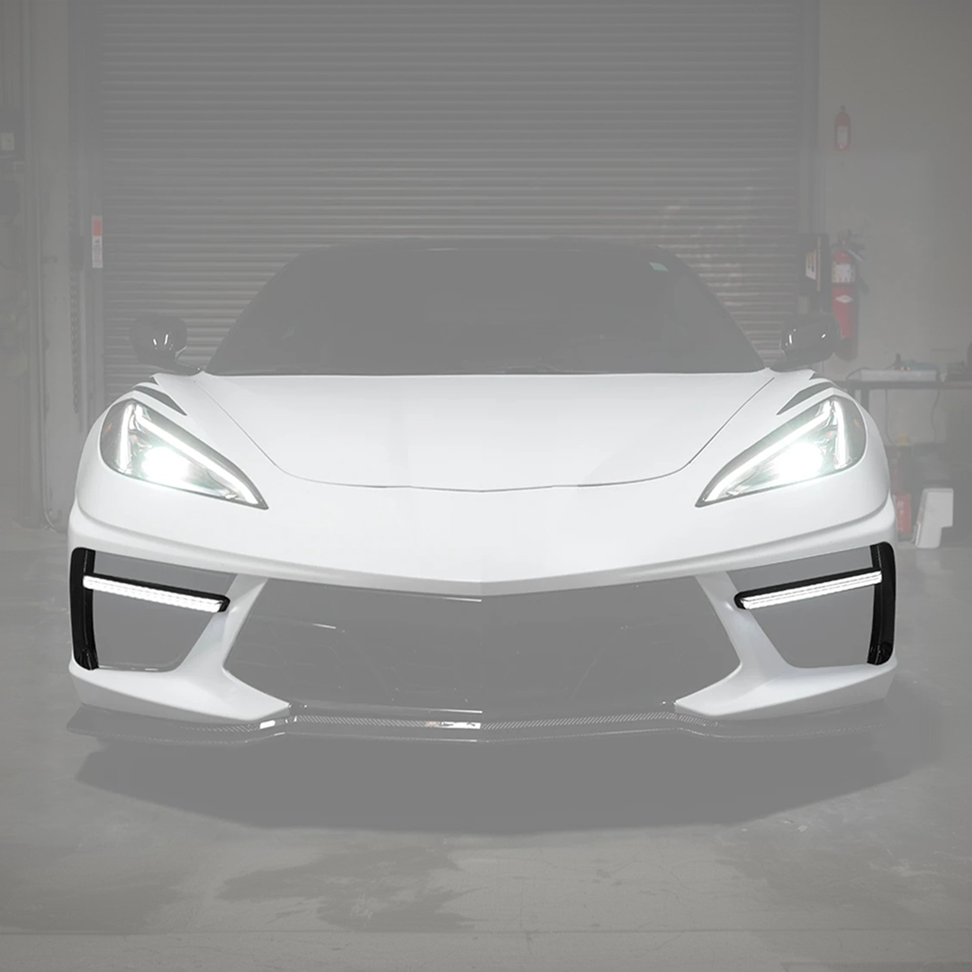 For Corvette C8 (2020-2026) Carbon Fiber/Carbon Flash Metallic Sequential LED Fog Light bar Lamp Kits NexaNovo