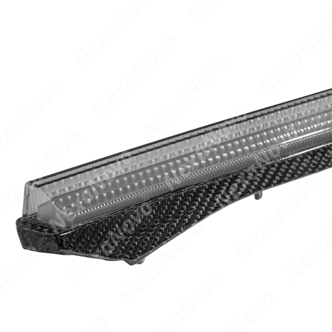 Precision fitment of NexaNovo carbon fiber LED DRL bezel insert on 2022 Corvette C8