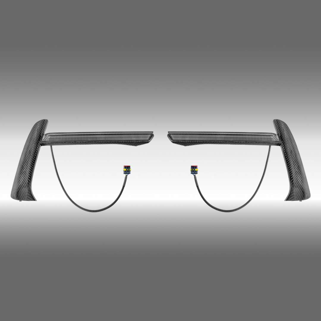 NexaNovo carbon fiber sequential LED DRL light bar bezel insert on a 2020 Corvette C8