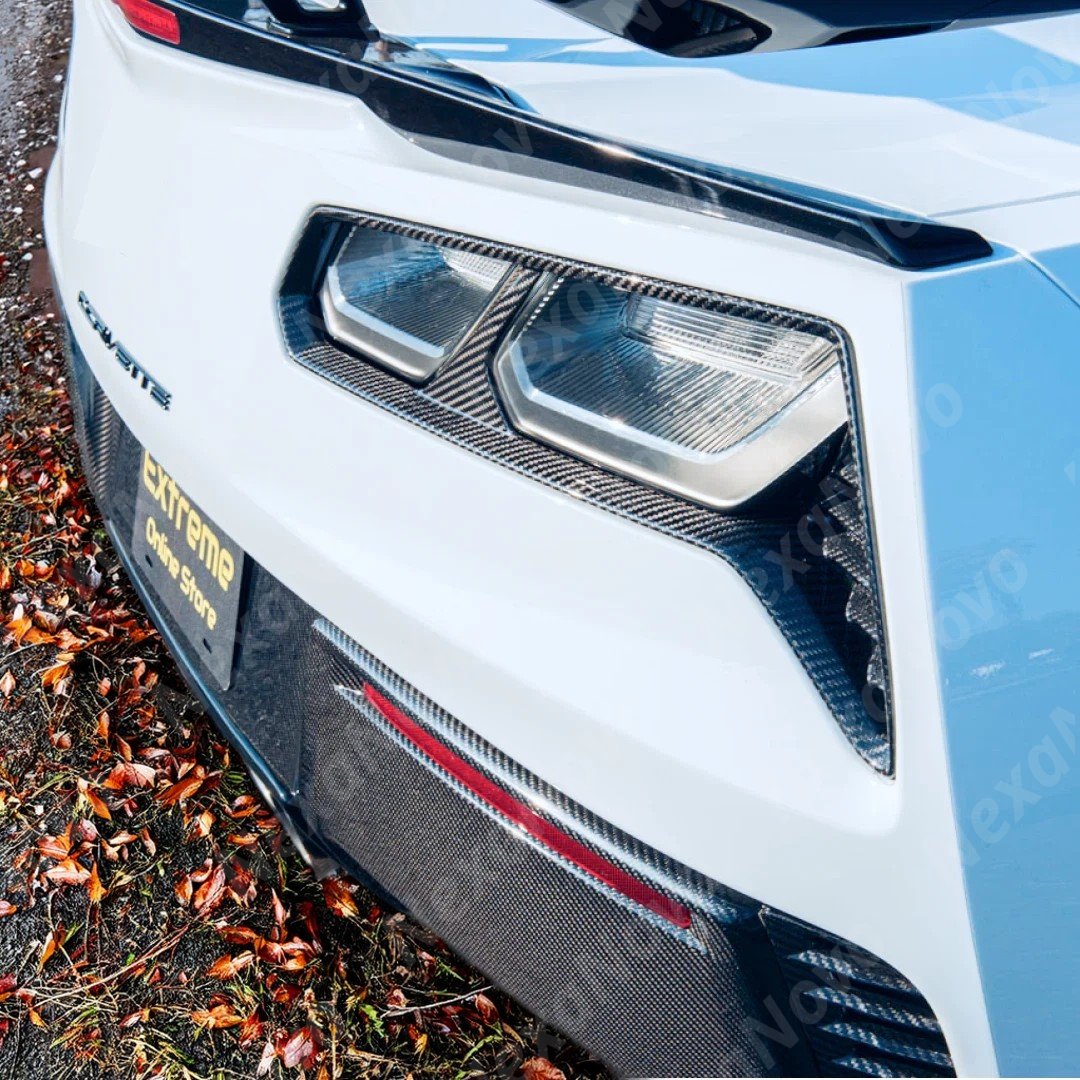 Carbon fiber rear tail light bezels on a 2019 Corvette C7