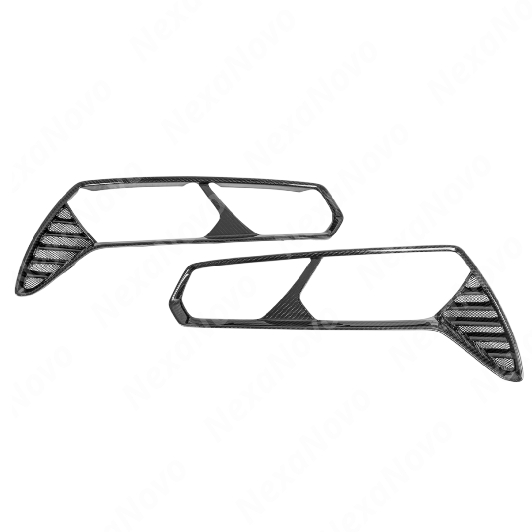 Carbon fiber tail light bezels on a red Corvette C7