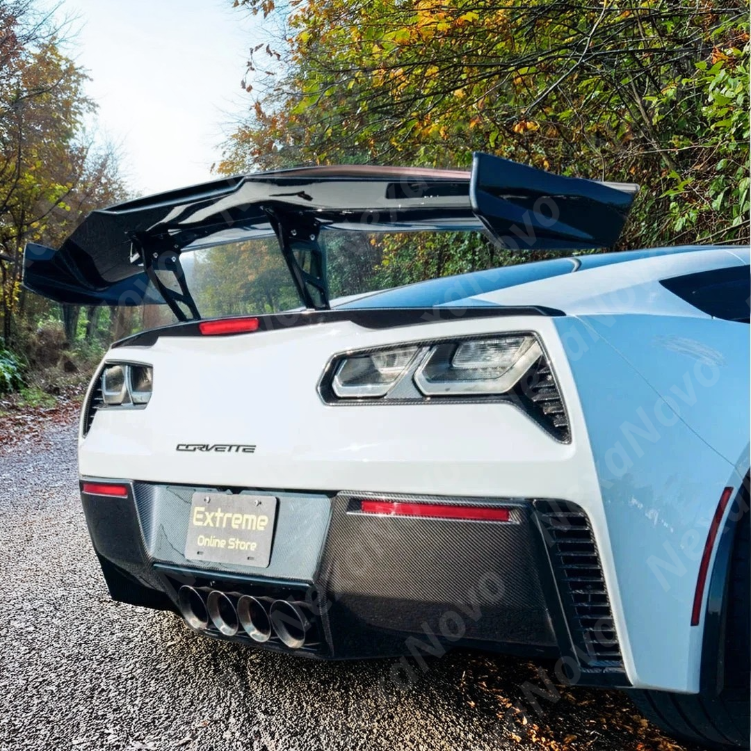 Close-up of the curvature of the carbon fiber tail light bezels