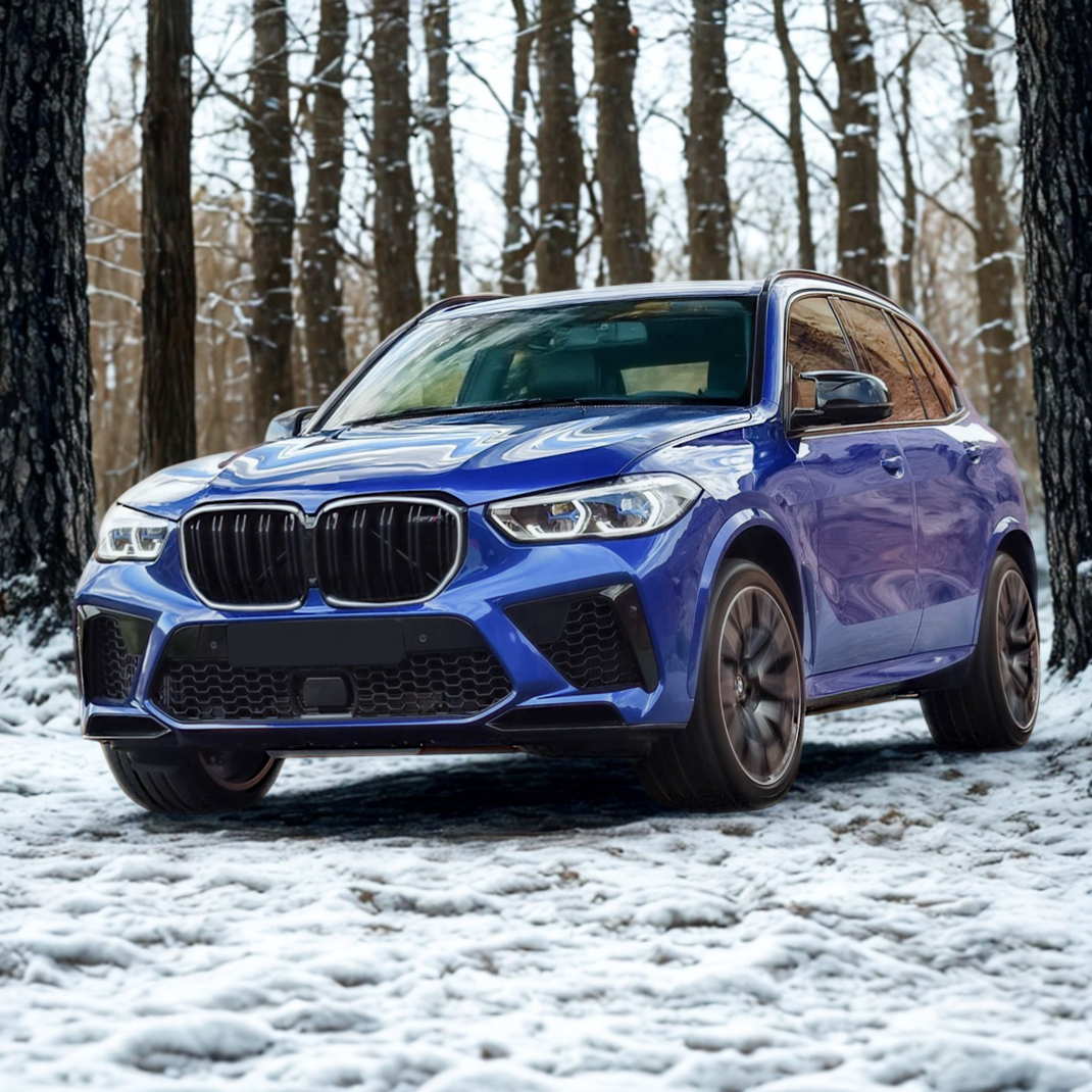 Close-up of the illuminated LED lights within the NexaNovo front grills on X5 G05