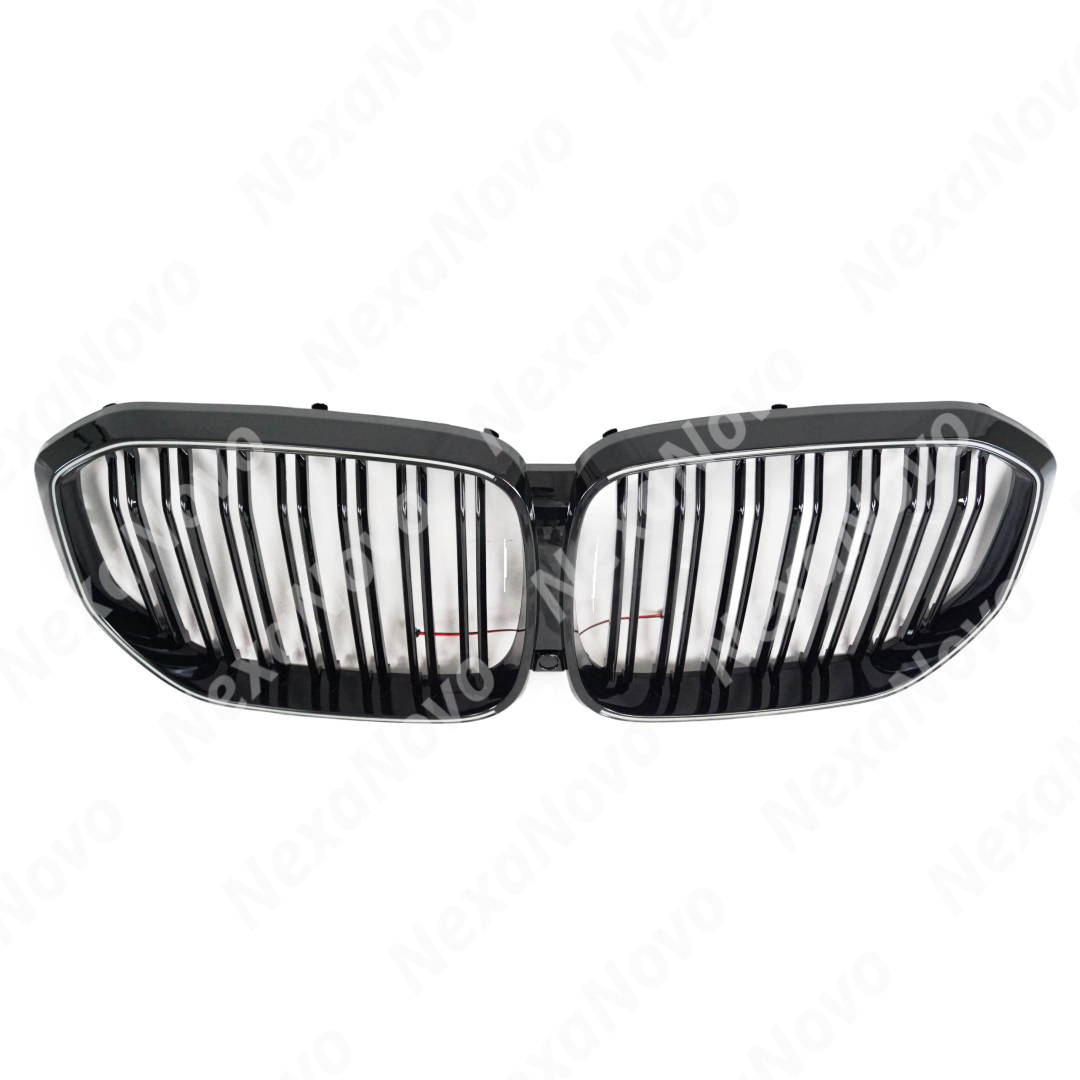 Rear view of the uninstalled NexaNovo LED mesh grille showing wiring