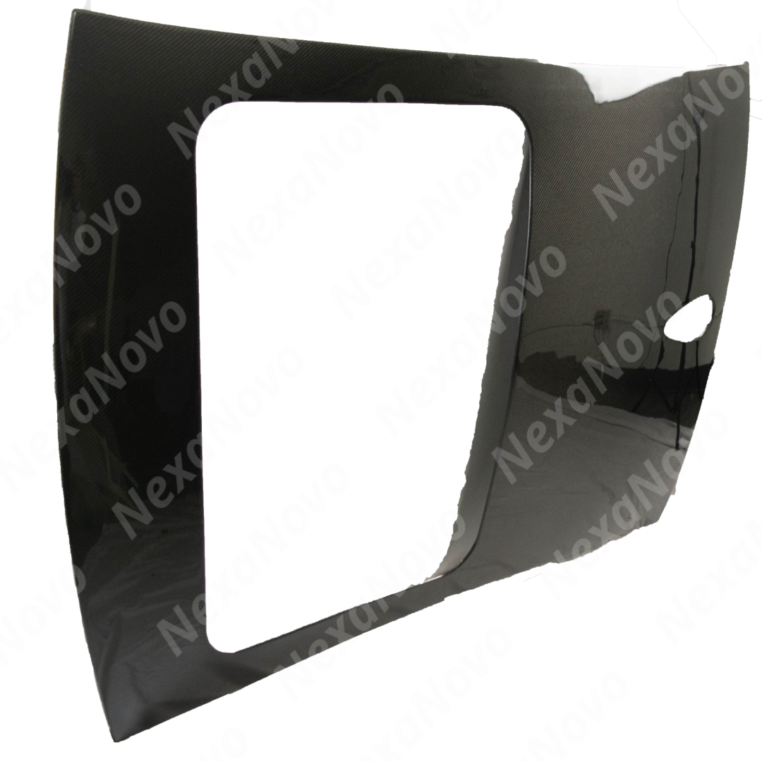 Uninstalled NexaNovo real carbon fiber roof top cover, top view