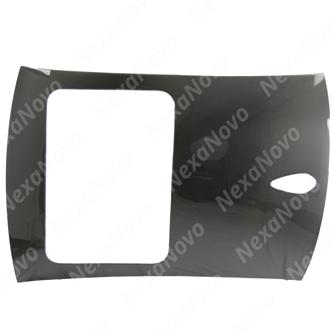 Rear view of uninstalled NexaNovo carbon fiber roof cover