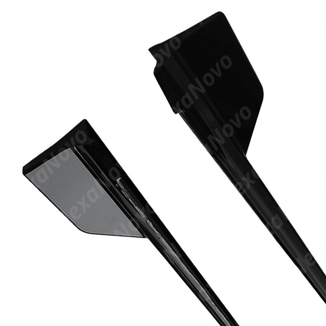 Gloss Black Side Skirt Splitter Set fitted on a 2021 BMW 4 Series G26 by NexaNovo, melding style with aerodynamic function.