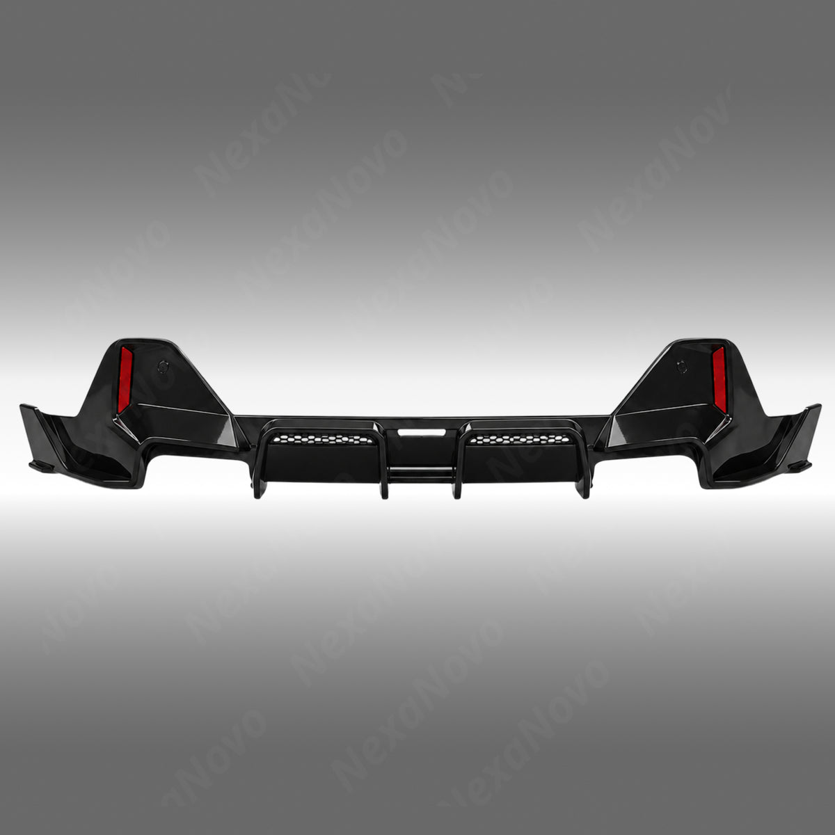 NexaNovo VTEN style gloss black rear diffuser installed on a 2024 BMW 5 Series G60 sedan