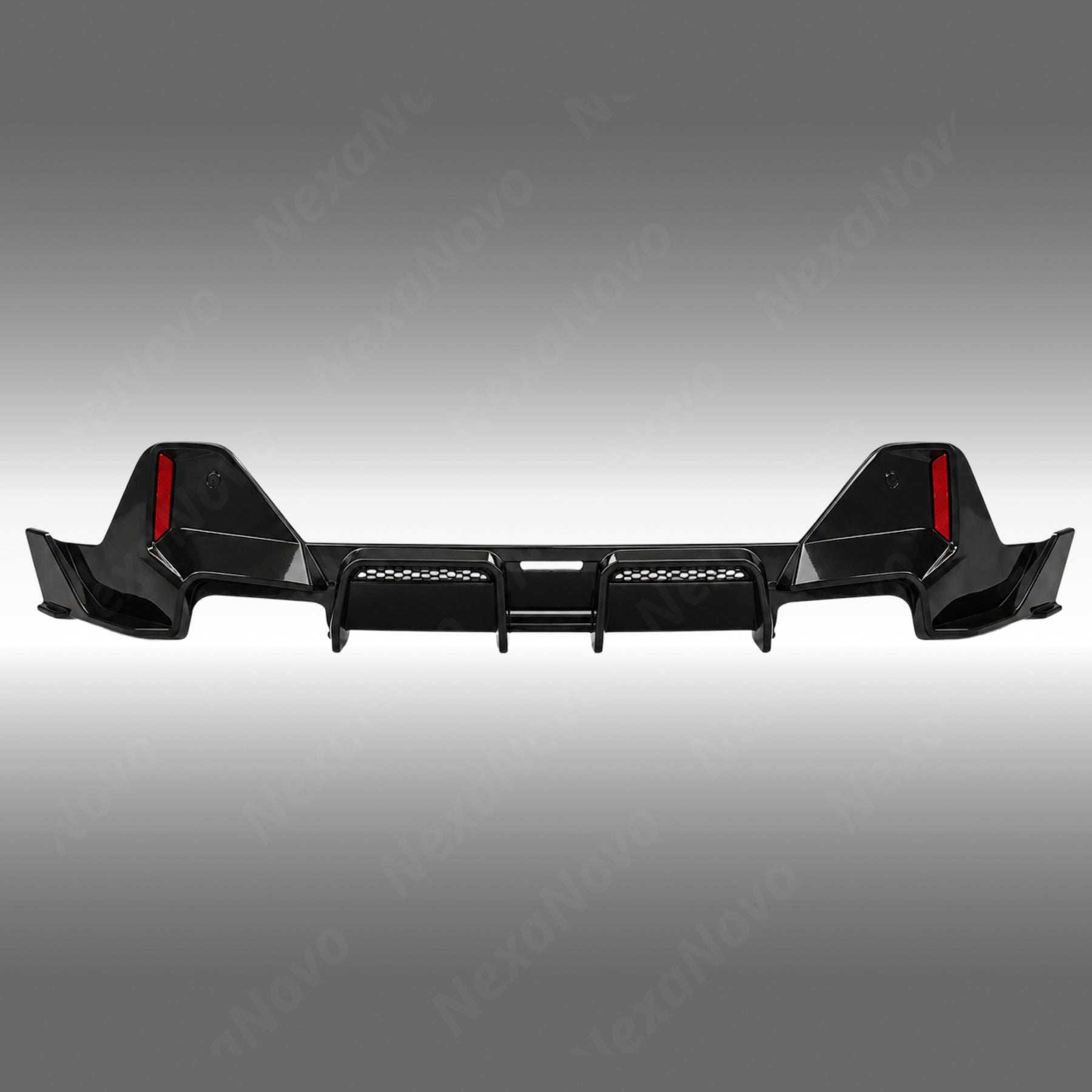 NexaNovo VTEN style gloss black rear diffuser installed on a 2024 BMW 5 Series G60 sedan