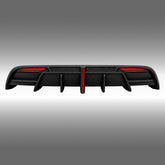 NexaNovo VTEN style gloss black rear diffuser with integrated LED light installed on a 2024+ Tesla Model 3 Highland
