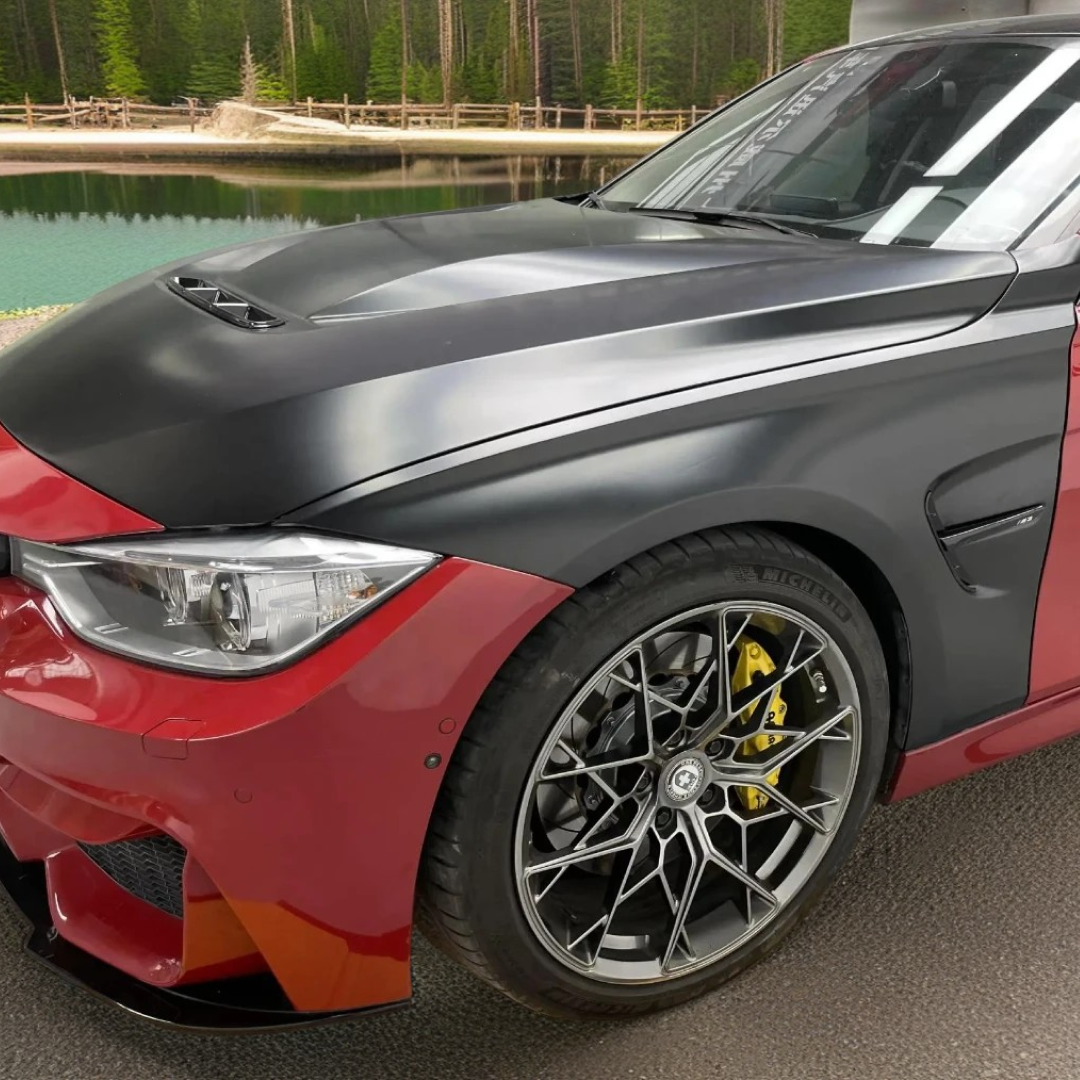 NexaNovo precision-fit carbon fiber front vented hood for 2018 BMW 430i F32