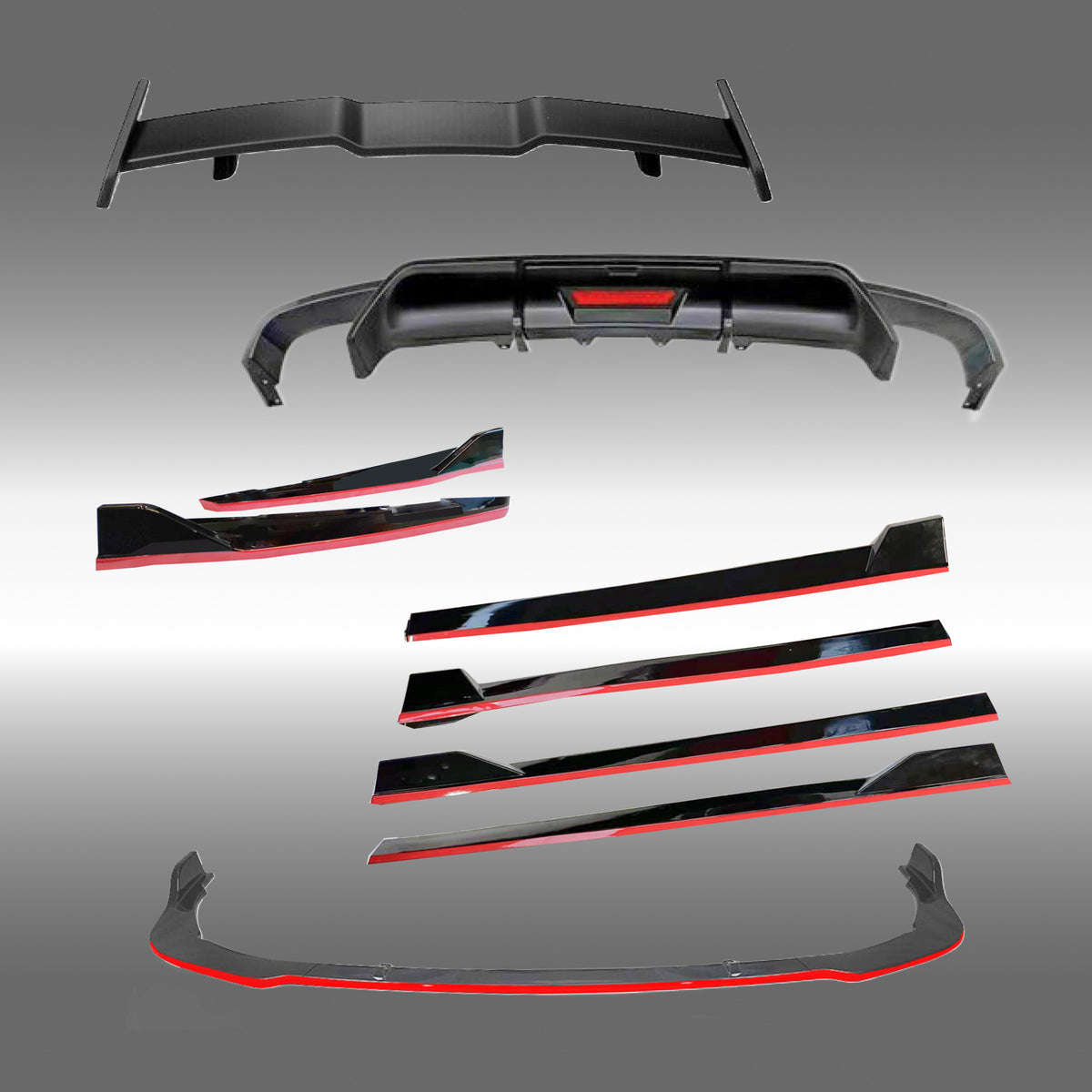 2019 Toyota Camry 5-in-1 Body Kit Set: Front Lip, Rear Diffuser, Side Skirts, Rear Spoiler Wing by NexaNovo
