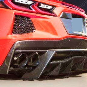 2021 Corvette C8 Gloss Black Rear Diffuser Shark Fin Style NexaNovo
