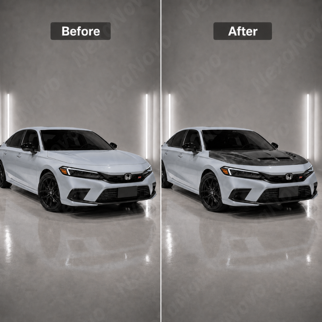 VRS-Style Real Carbon Fiber Vented Hood Bonnet For Honda Civic / Civic Si (FE/FL) 2023-2026