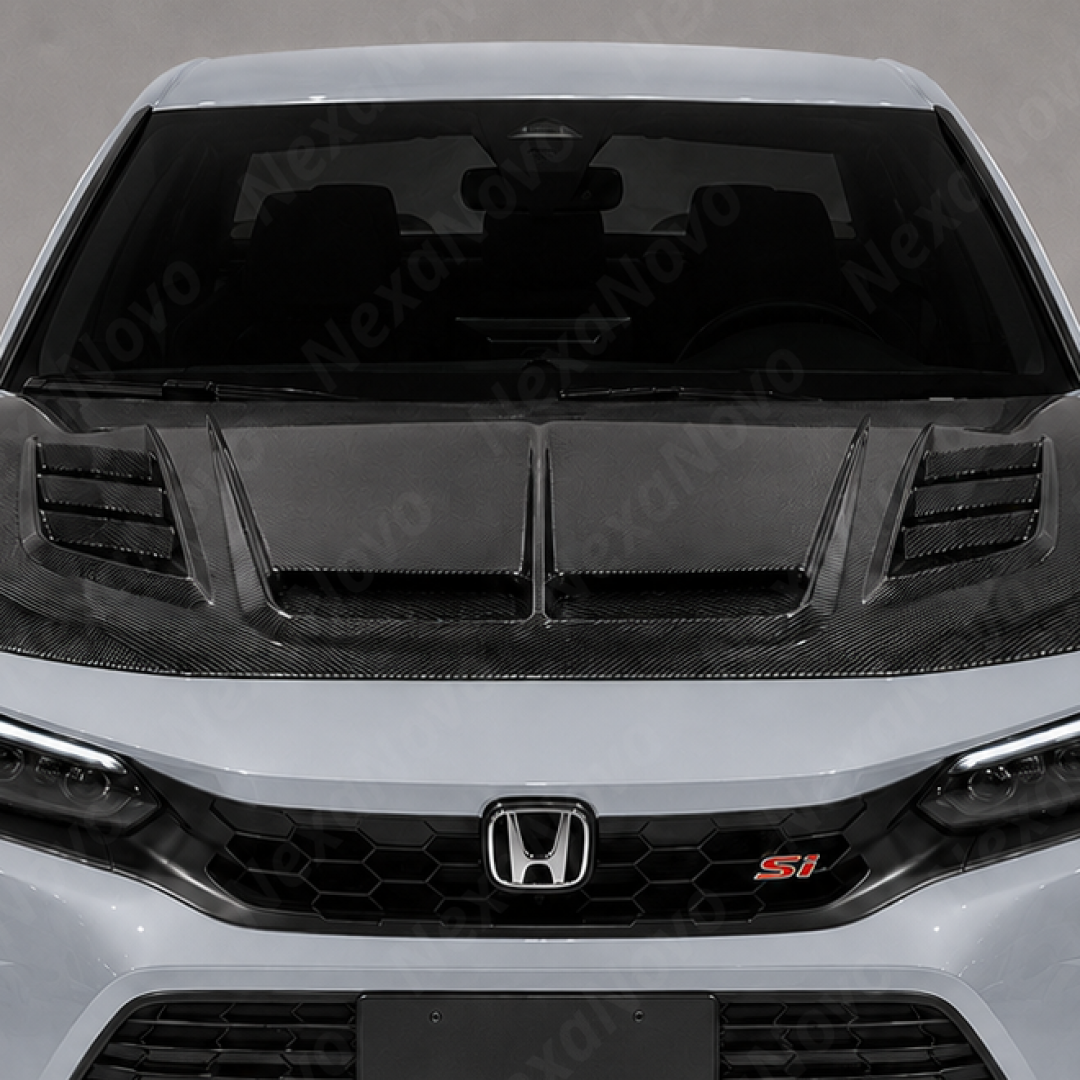 VRS-Style Real Carbon Fiber Vented Hood Bonnet For Honda Civic / Civic Si (FE/FL) 2023-2026