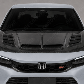 VRS-Style Real Carbon Fiber Vented Hood Bonnet For Honda Civic / Civic Si (FE/FL) 2023-2026