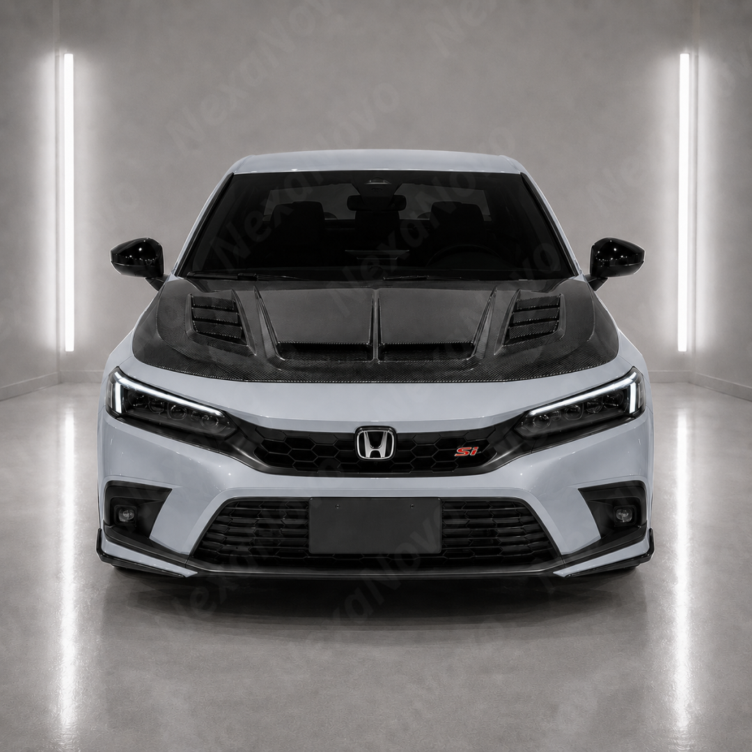 VRS-Style Real Carbon Fiber Vented Hood Bonnet For Honda Civic / Civic Si (FE/FL) 2023-2026