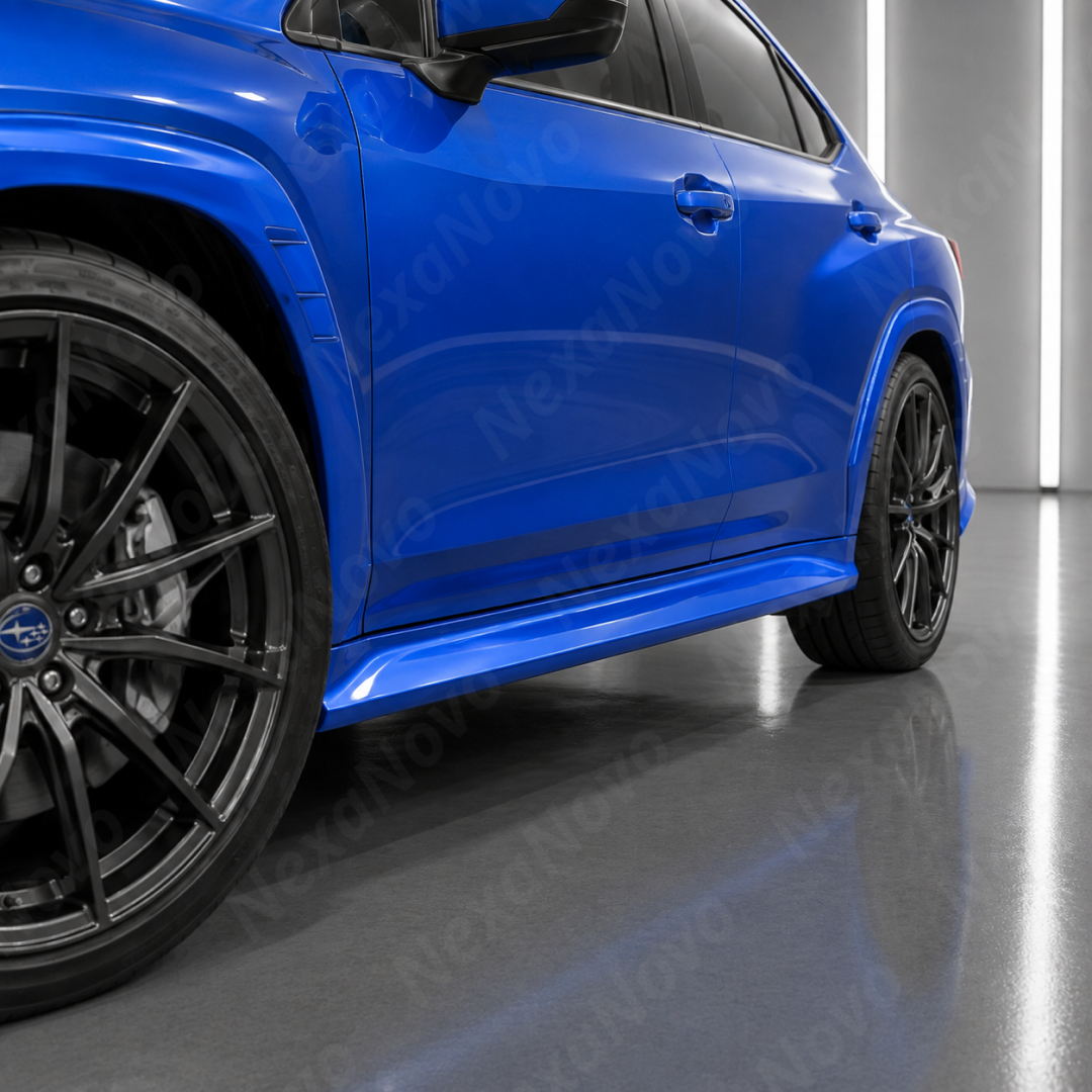 Paint-Matched World Rally Blue (K7X) Rocker Panel Molding Replacement Side Skirts For Subaru WRX (VB) 2022-2026