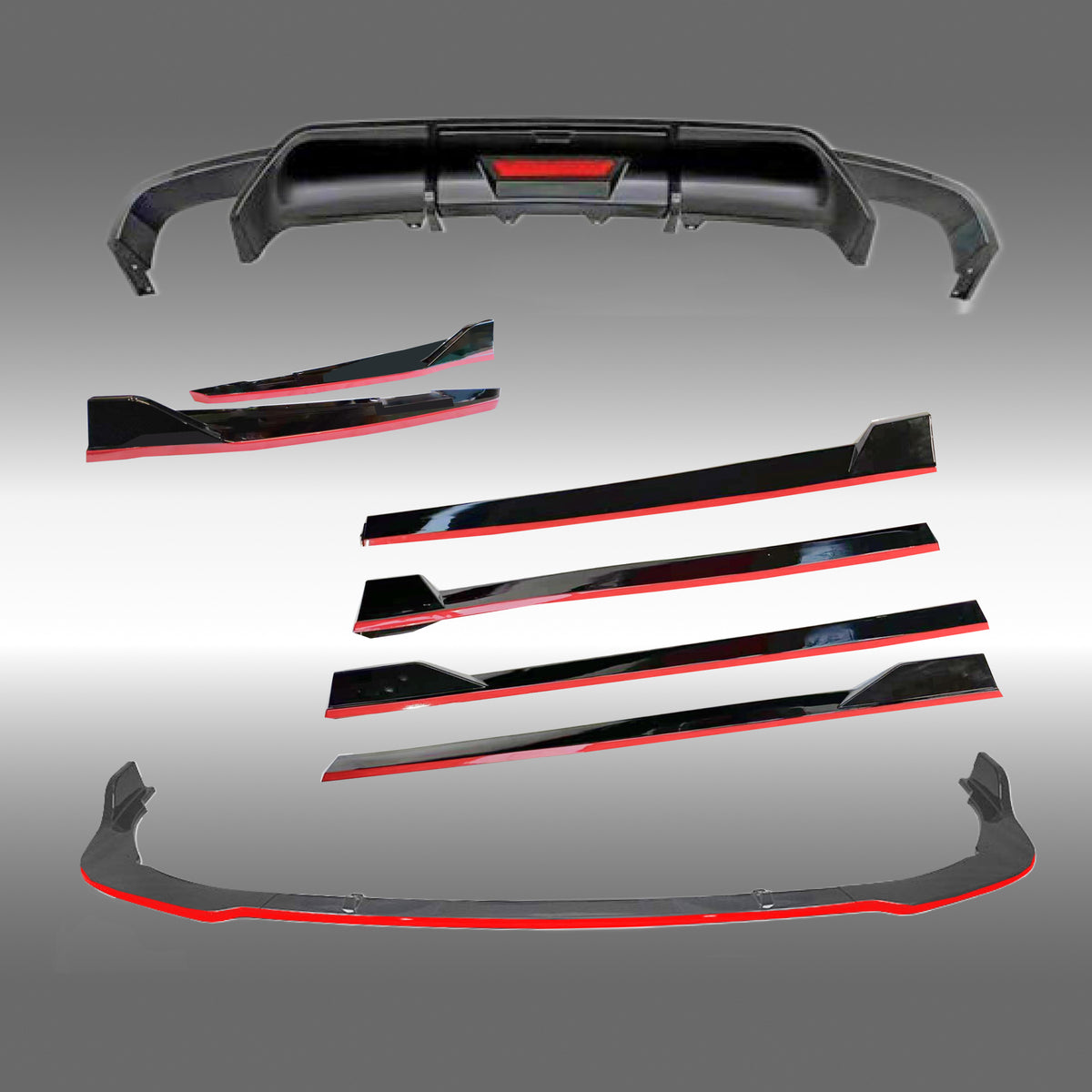 4-in-1 Set Front Lip Rear Diffuser w/ LED Side Skirts Splitters Fit Toyota Camry (2018-2024) NexaNovo