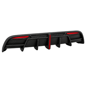 Detailed close-up of the mirror-finish gloss black clear coat on the NexaNovo rear diffuser panel