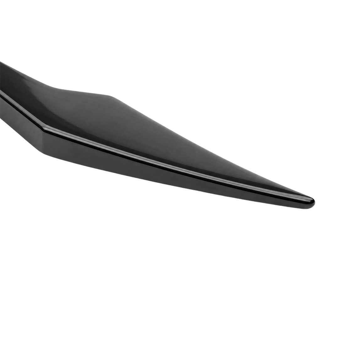 Angle view highlighting the curved dive plane design engineered to manage front-end airflow