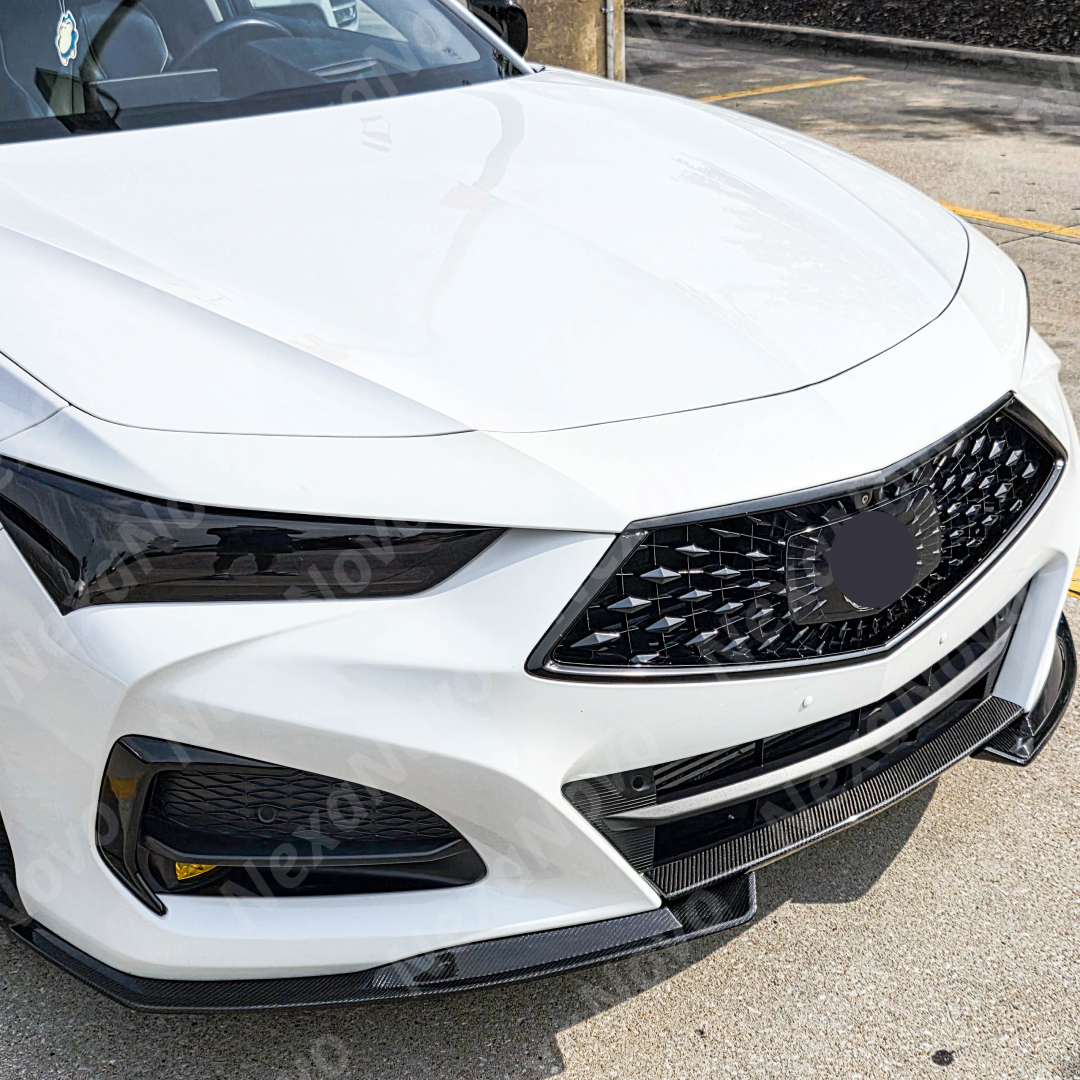 NexaNovo Type S style carbon fiber front splitter lip spoiler in product packaging