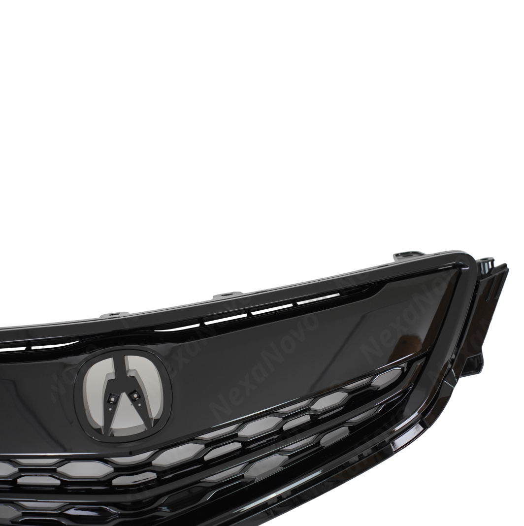Detailed shot of the UV-resistant high-gloss coating on the NexaNovo TLX front grille